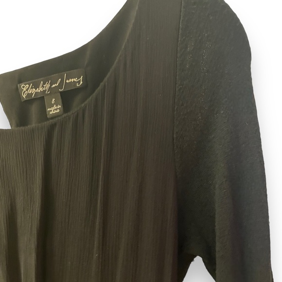 Elizabeth & James Black Long Sleeves Ruched Silk Knit Dress Sz 8 Olsens the Row - Picture 8 of 9